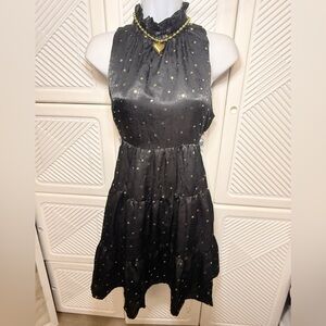 Elegant Black and Gold Polka Dot Dress
